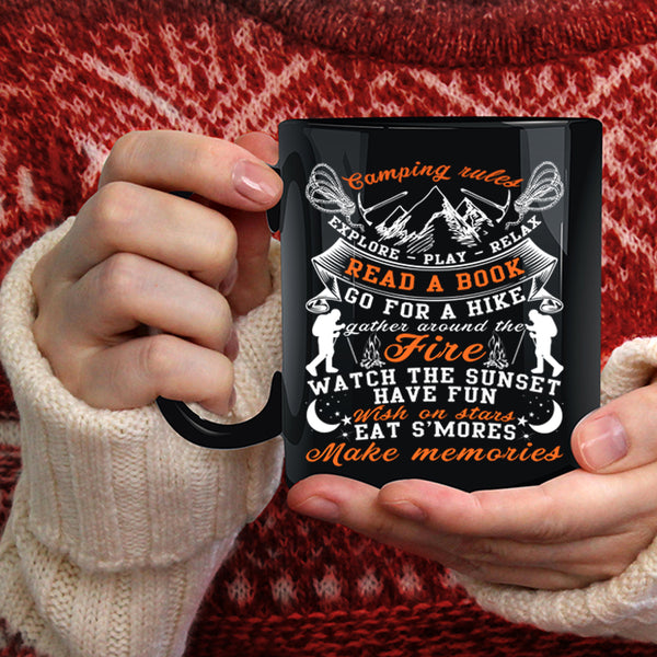 Camping Rules Coffee Mug, Cool Gift For Camper Coffee Cup