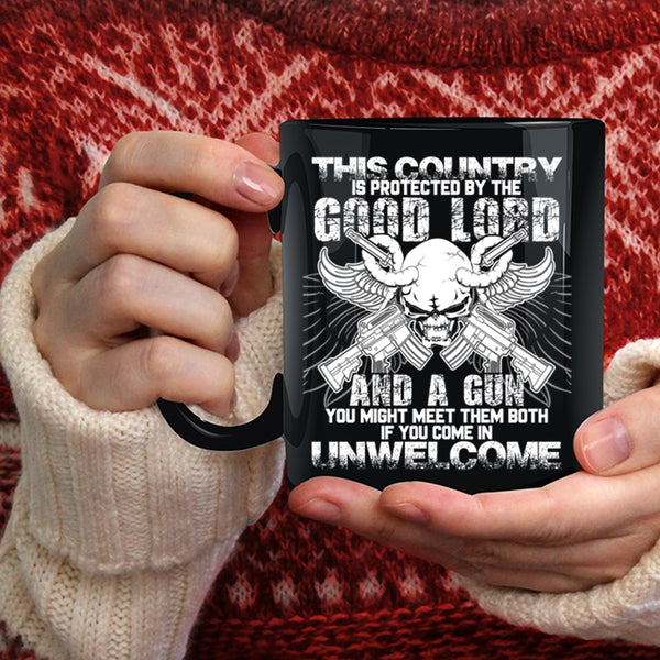 This Country Is Protected By The Good Lord Coffee Mug, Funny Gunner Coffee Cup