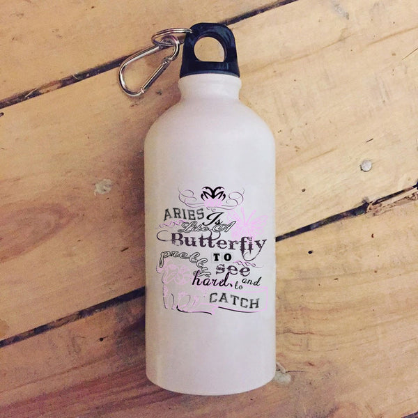 An Aries Is Like A Butterfly 20 oz Stainless Steel Bottle,Gift For Pretty Girls Outdoor Sports Water Bottle