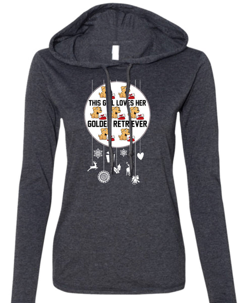 This Girl Loves Her Golden Retriever T Shirt, I Love My Dog T Shirt (Anvil Ladies Ringspun Hooded)