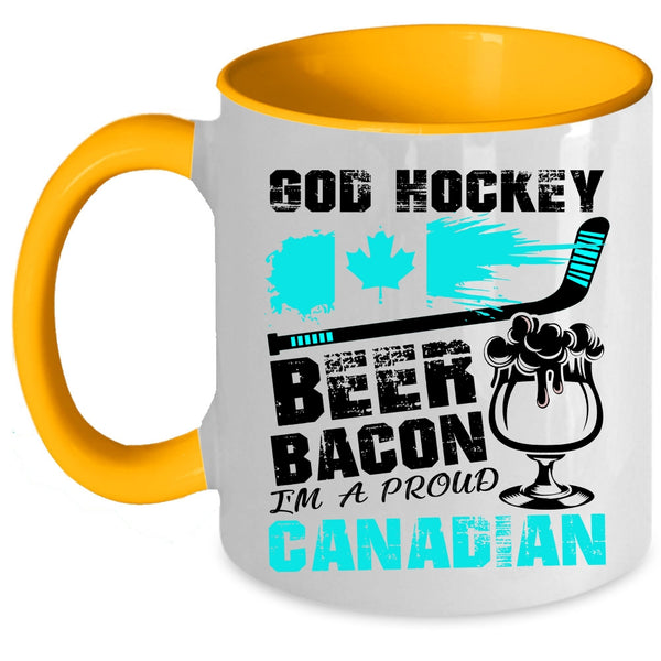 I'm A Proud Canadian Coffee Mug, Hockey Beer Bacon Accent Mug