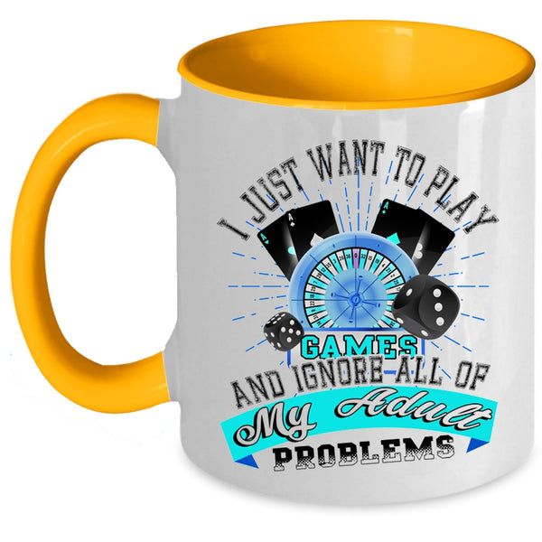 Cool Playing Games Coffee Mug, I Just Want To Play Games Accent Mug