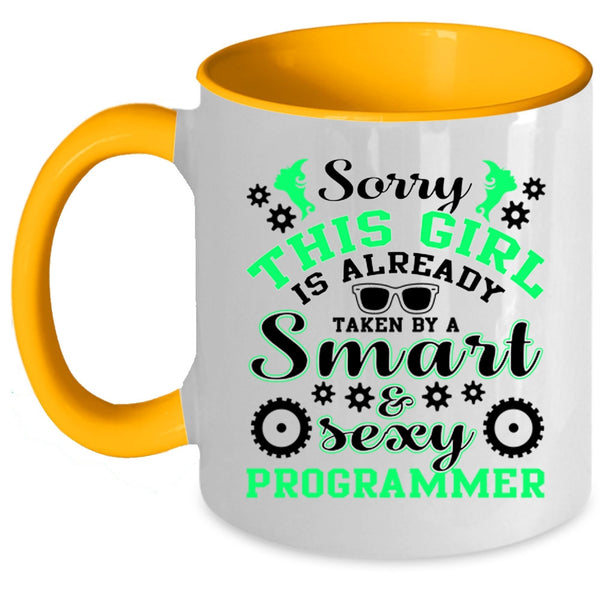 Cute Wife Coffee Mug, Taken By A Smart Programmer Accent Mug