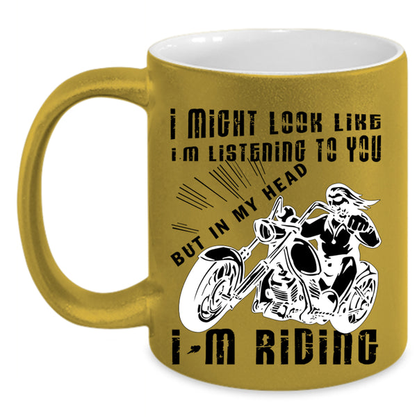Cool Gift For Biker Coffee Mug, In My Head I'm Riding Accent Mug