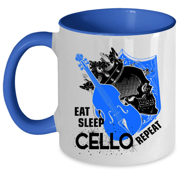Cool Cello Player Coffee Mug, Eat Sleep Cello Repeat Accent Mug