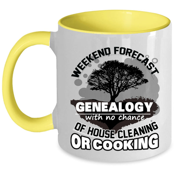 Funny Family Coffee Mug, Weekend Forecast Genealogy Accent Mug
