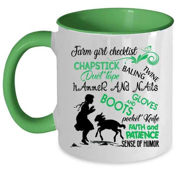 Beautiful Girls Coffee Mug, Farm Girl Checklist Accent Mug