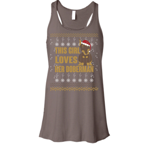 This Girls Loves Her Doberman T Shirt, Merry Christmas Tank Top