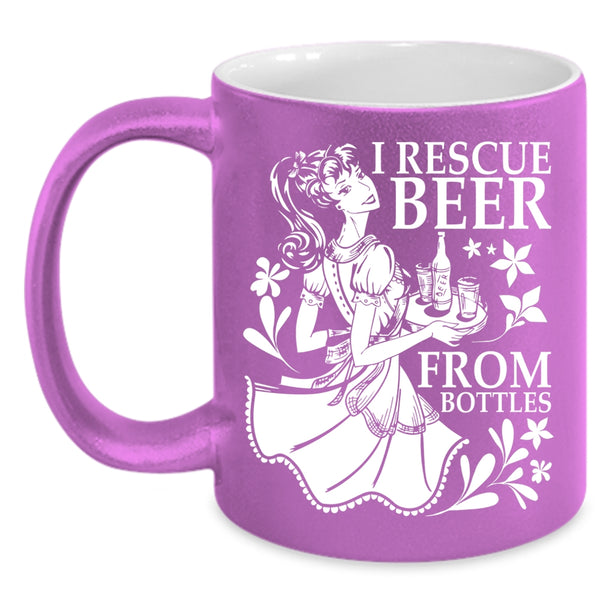 I Rescue Beer From Bottles Coffee Mug, Cute Beer Drinker Coffee Cup