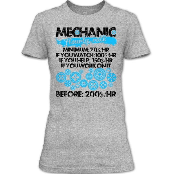 Mechanic Hourly Rate T Shirt, Coolest Mechanic T Shirt