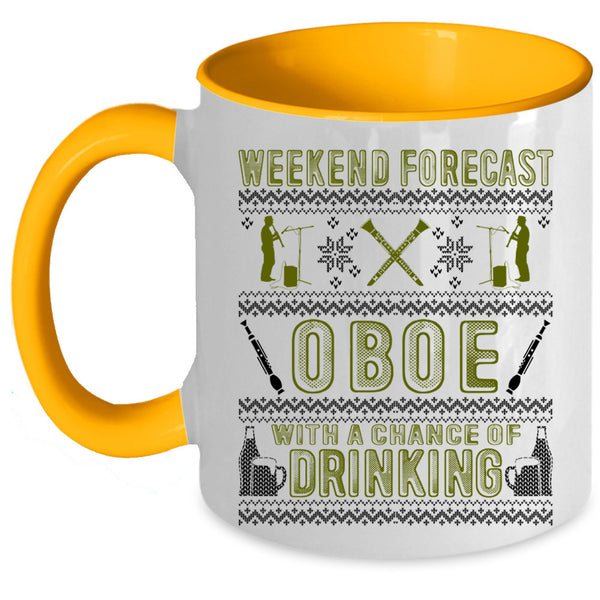 Chance Of Drinking Coffee Mug, Weekend Forecast Oboe Accent Mug