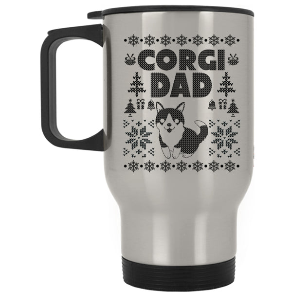Christmas Gift For Corgi Lover Travel Mug, Corgi Dad Mug