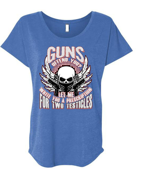 Guns Offend You T Shirt, Being A Veteran T Shirt, Cool Shirt (Ladies' Triblend Dolman Sleeve)
