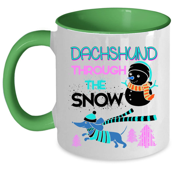 Cute Dachshund Coffee Mug, Dachshund Through The Snow Accent Mug