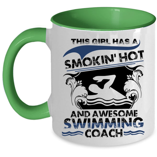 Cool Girls Coffee Mug, This Girl Has An Awesome Swimming Coach Accent Mug