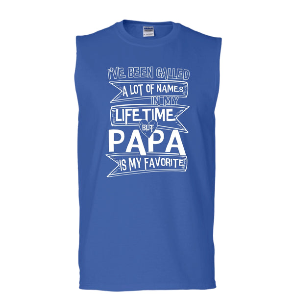 Papa Is My Favorite Peple T Shirt, Gift For Dad T Shirt, Cool T Shirt (Men's Cotton Sleeveless)