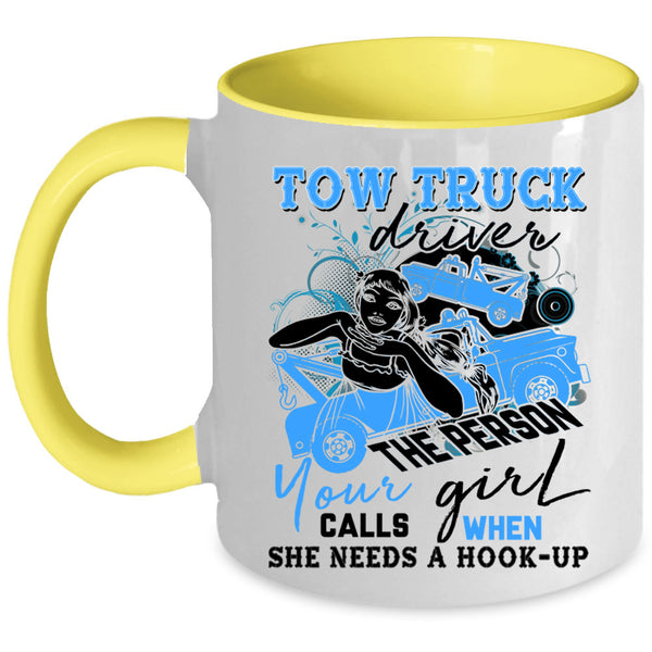 Cute Gift For Trucker Coffee Mug, Tow Truck Driver Accent Mug