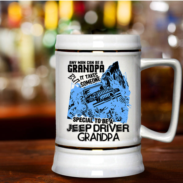 Best Dad Ever Beer Stein 22oz, Special To Be A Jeep Driver Grandpa Beer Mug