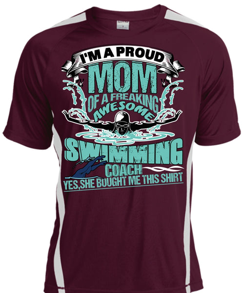 I'm A Proud Mom T Shirt, Awesome Swimming Coach T Shirt, Cool Shirt