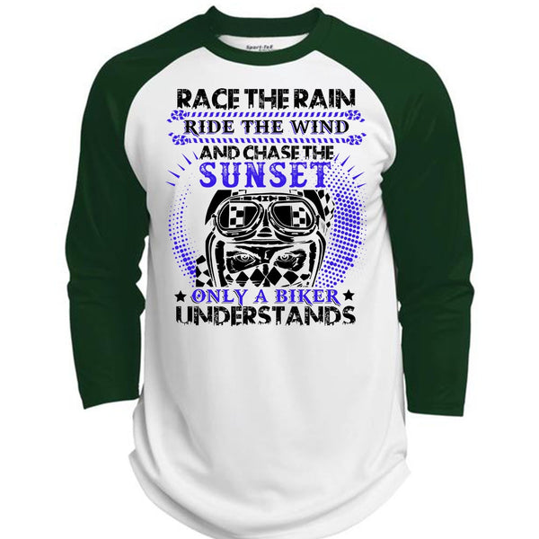Race The Rain T Shirt, I Love Biker T Shirt, Awesome T-Shirts  (Polyester Game Baseball Jersey)