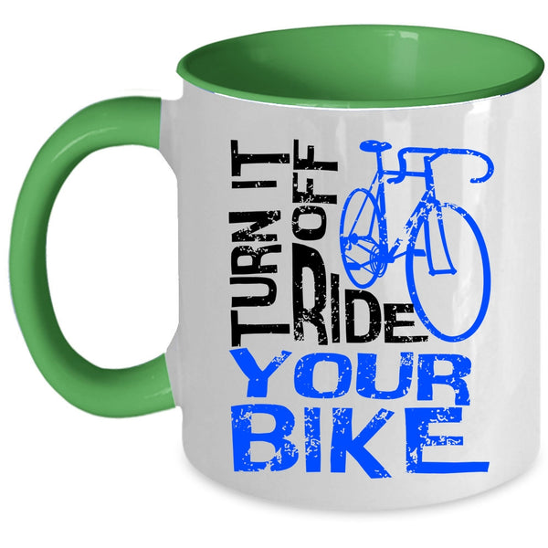 Awesome Bikers Coffee Mug, Turn Off Ride Your Bike Accent Mug