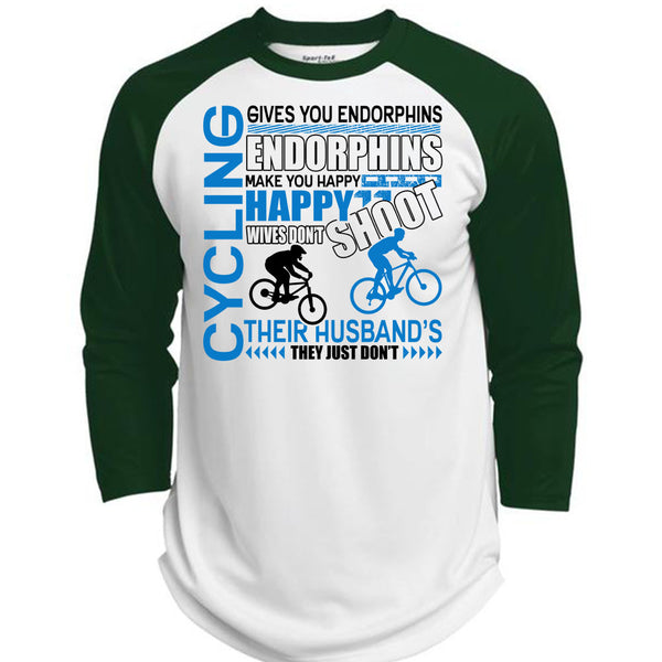 Cycling Gives You Endorphins T Shirt, I Love Biking T Shirt, Awesome T-Shirts  (Polyester Game Baseball Jersey)