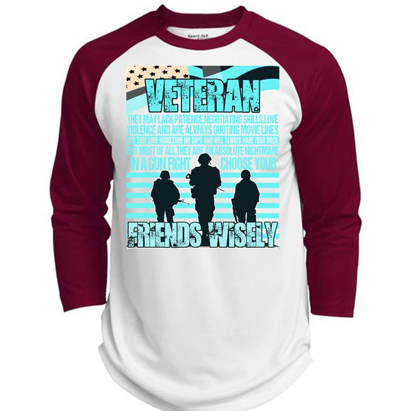 Friends Wisely T Shirt, I Love Veteran T Shirt, Awesome T-Shirts  (Polyester Game Baseball Jersey)