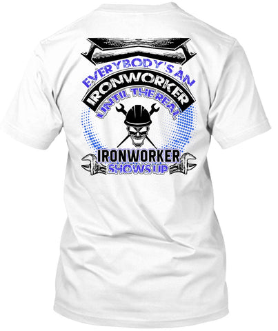 A black t-shirt with the shopify logo