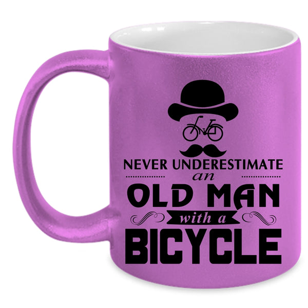 Cool Gift For Grandpas Coffee Mug, An Old Man With A Bicycle Accent Mug