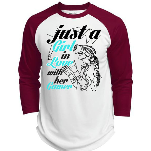 Just A Girl In Love With Her Gamer T Shirt, I Love Gaming T Shirt, Awesome T-Shirts  (Polyester Game Baseball Jersey)