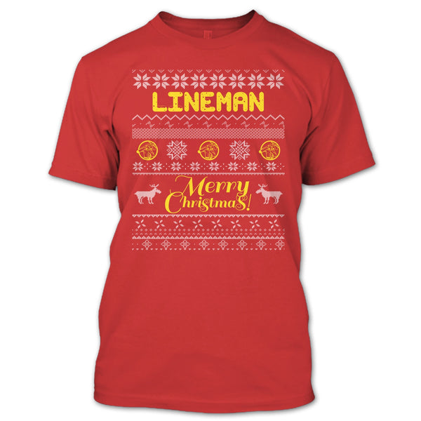 Lineman Merry Christmas T Shirt, Coolest Lineman T Shirt