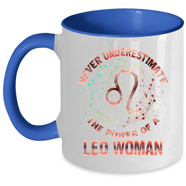 Birthday Coffee Mug, The Power Of A Leo Woman Accent Mug