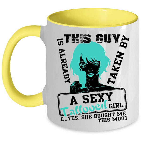 Married Coffee Mug, This Guy Is Already Taken By A Tattooed Girl Accent Mug