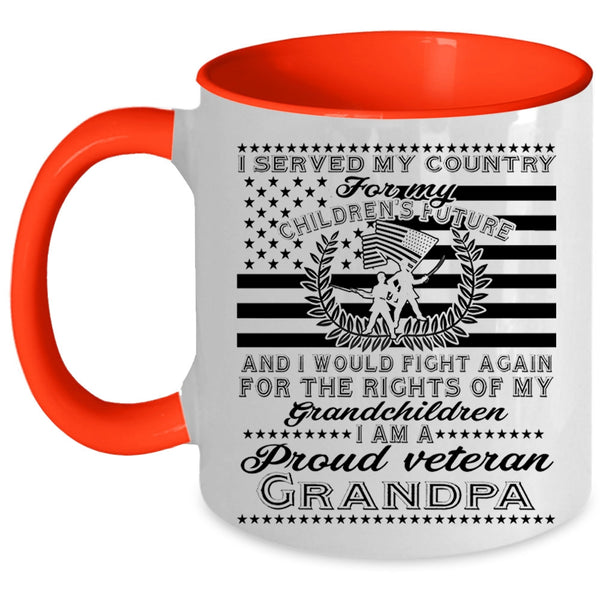 My Grandchildren Coffee Mug, I Am A Proud Veteran Grandpa Accent Mug
