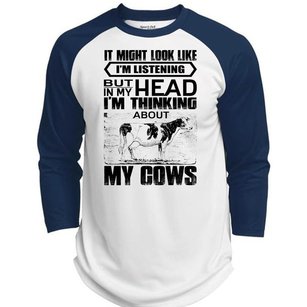 I'm Think About My Cows T Shirt, I Love Farming T Shirt, Awesome T-Shirts  (Polyester Game Baseball Jersey)