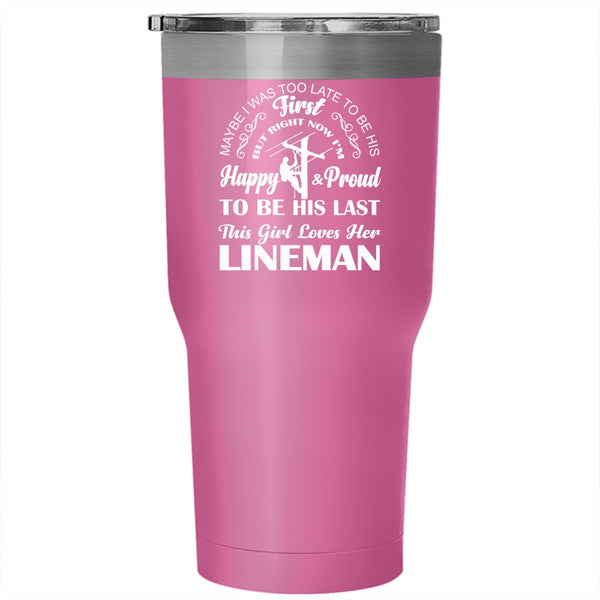 This Girl Loves Her Lineman Tumbler 30 oz Stainless Steel, Married Travel Mug
