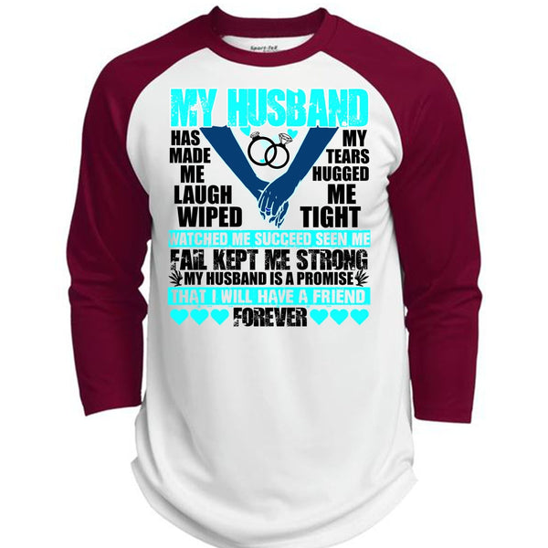 My Husband Has Made Me Laugh T Shirt, I Love Husband T Shirt, Awesome T-Shirts  (Polyester Game Baseball Jersey)