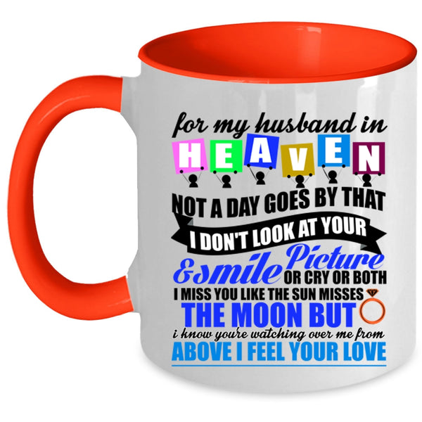 Cool Gift For My Wife Coffee Mug, For My Husband In Heaven Accent Mug