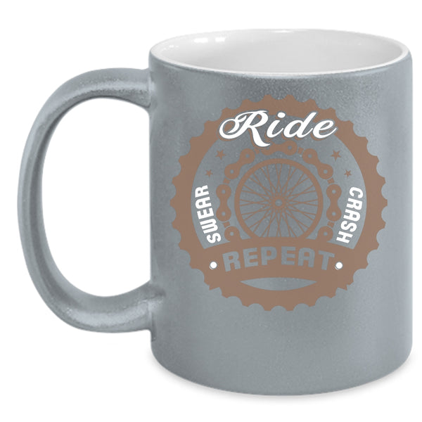 Ride Swear Crash Repeat Coffee Mug, Outdoor Coffee Cup