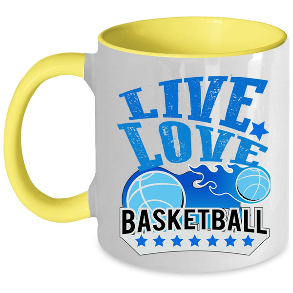 Cute Basketball Player Coffee Mug, Live Love Basketball Accent Mug