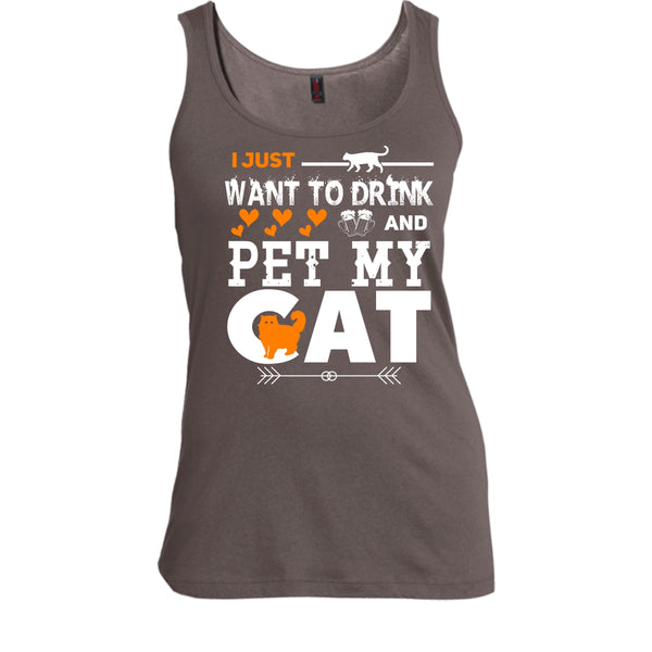 I Just Want To Drink And Pet My Cat Shirt, Cool Cat Shirt