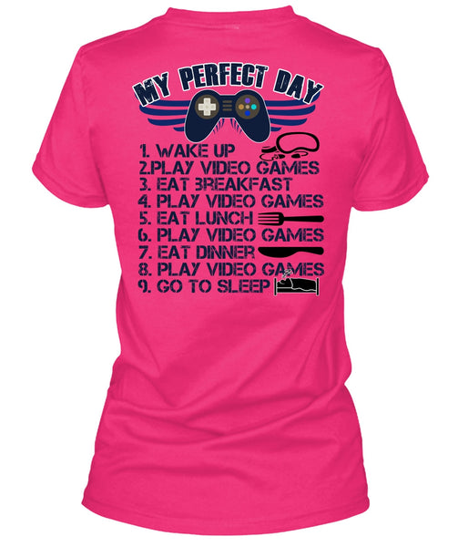 Play Video Games T Shirt, Wake Up T Shirt, Cool Shirt (Ladies LS Heather V-Neck)