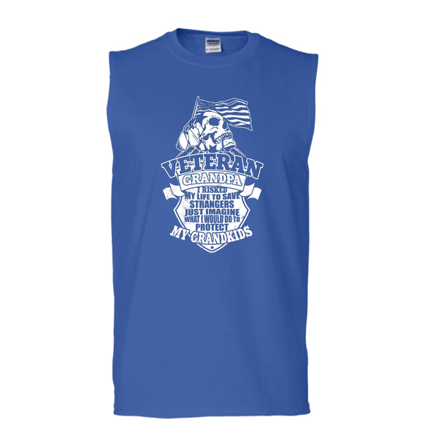 Veteran Grandpa T Shirt, I Am a Veteran Grandpa Tank Top (Men's Cotton Sleeveless)