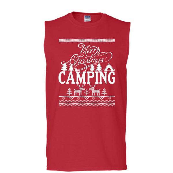 Merry Christmas Camping T Shirt, Coolest Camper Tank Top (Men's Cotton Sleeveless)