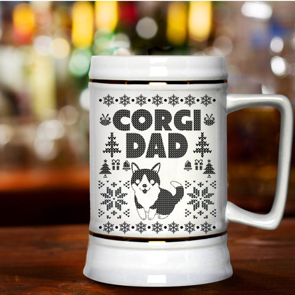 Christmas Gift For Corgi Lover Beer Stein 22oz, Corgi Dad Beer Mug