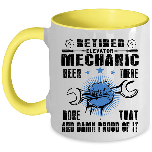 Cool Retirement Coffee Mug, Retired Elevator Mechanic Accent Mug