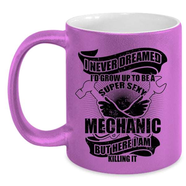 I Raise A Mechanic Coffee Mug, I'd Grow Up To Be A Mechanic Accent Mug