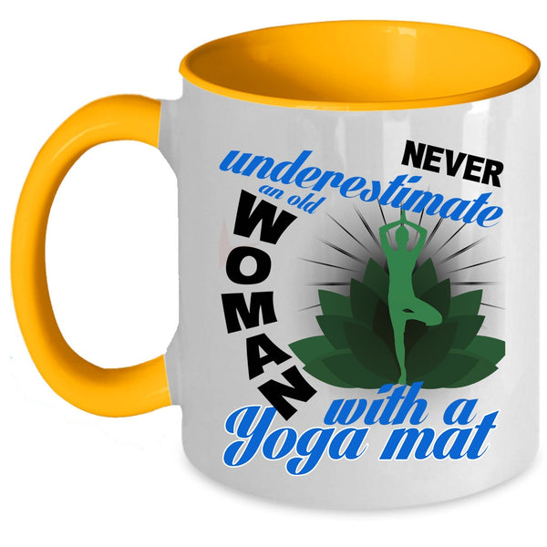 Awesome Grandma Coffee Mug, An Old Woman With A Yoga Mat Accent Mug