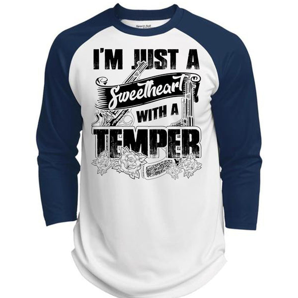 Sweetheart With A Temper T Shirt, I Love Hunting T Shirt, Awesome T-Shirts  (Polyester Game Baseball Jersey)