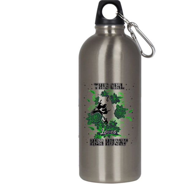 This Girl Loves Her Husky 20 oz Stainless Steel Bottle,Cute Husky Lovers Outdoor Sports Water Bottle